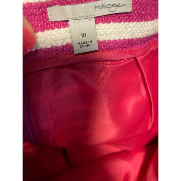 Halogen Pink White Striped Tweed Straight Short Skirt Sz 10 - Picture 5 of 6